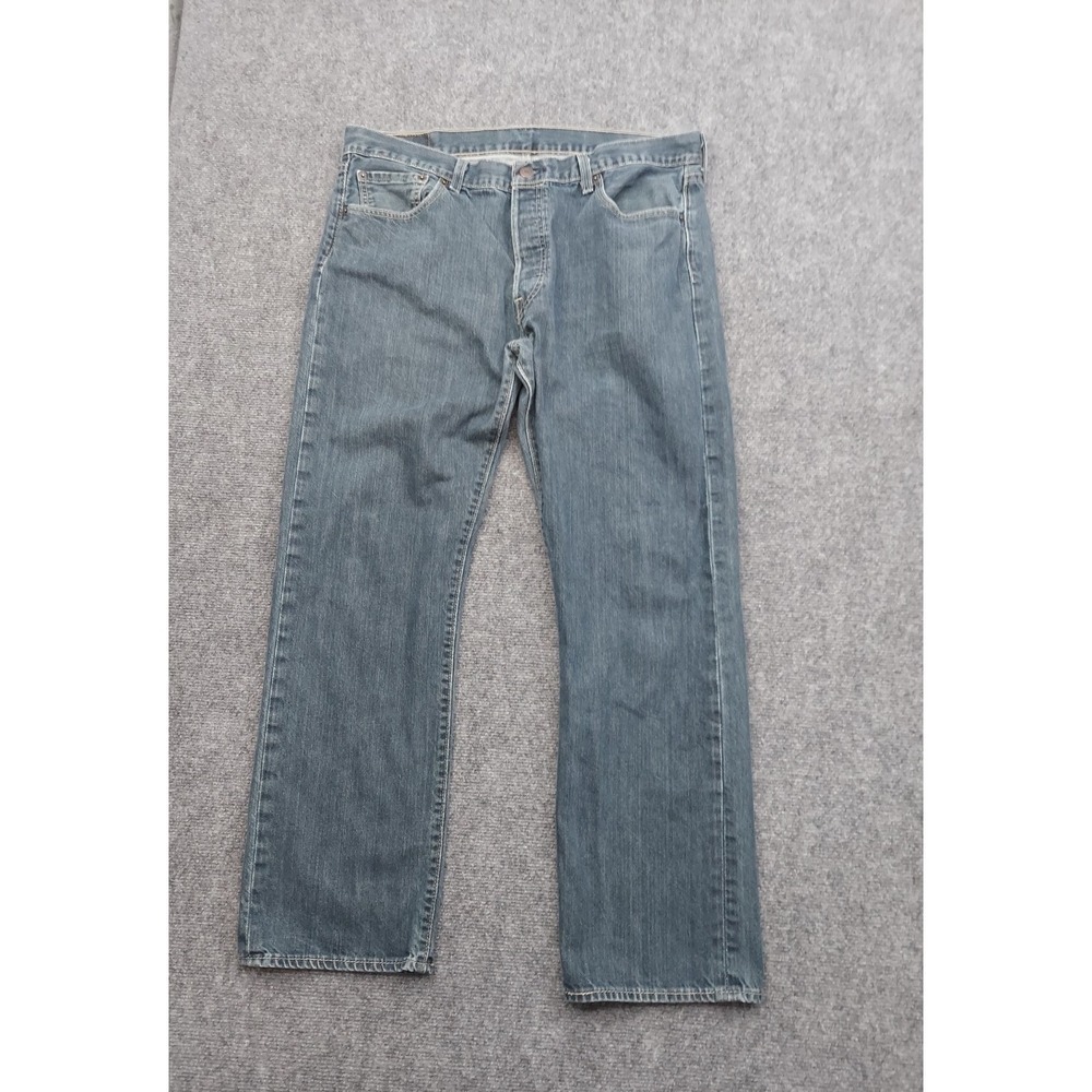 Levis 501 Jeans Mens 34x28 Blue Denim Button Fly Straight Fit Cotton Tag 36x30